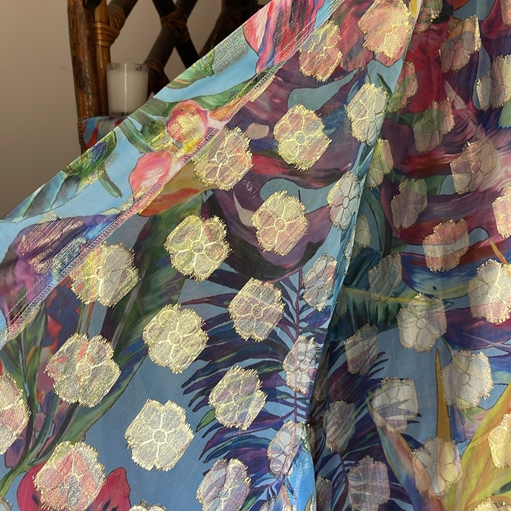 UNFASHIONAL Metallic Colorful Women’s Floral Tropical Kimono Robe Top Sz… - Picture 6 of 9